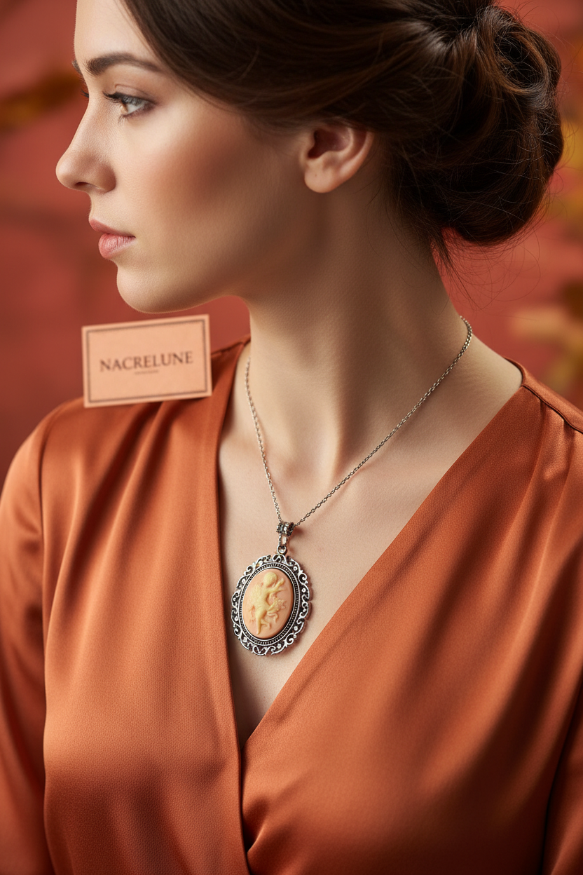 Grand pendentif camée ange en resine : couleur à choisir nacrelune.com pendentif