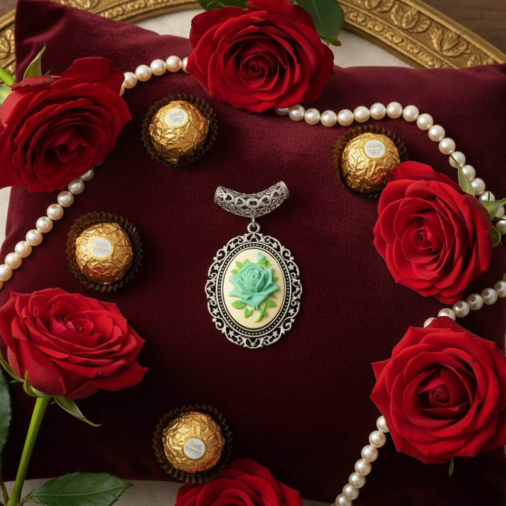 Pendentif camée en résine représentant une rose nacrelune.com pendentif