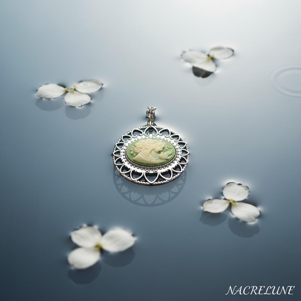 Grand pendentif camée en résine imitant le style ancien, choisissez votre couleur Vert nacrelune.com pendentif