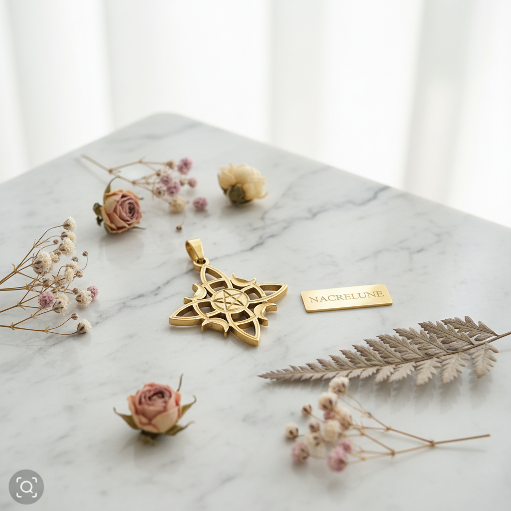 Pendentif Magique Lune & Étoile – Plaqué Or | NACRELUNE NACRELUNE pendentif