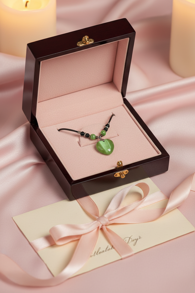 Pendentif en oeil de chat en forme de coeur. nacrelune.com pendentif