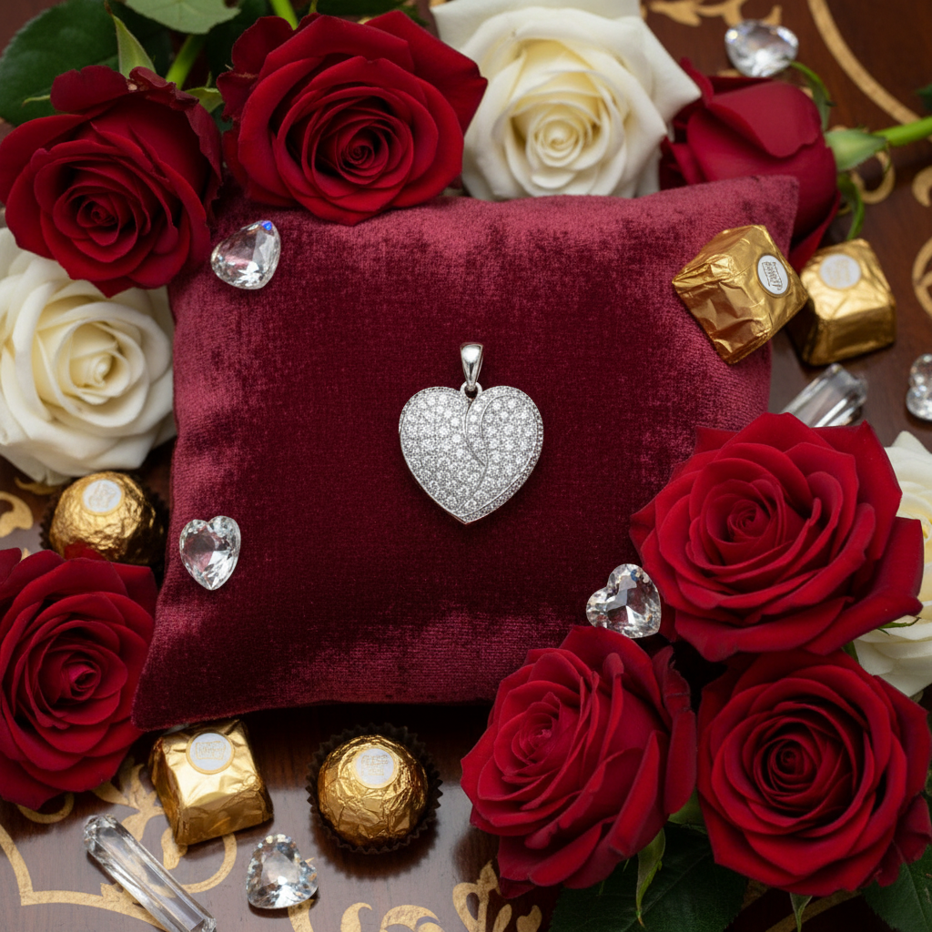 Pendentif coeur pavage zirconia nacrelune.com pendentif