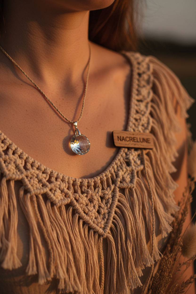 Pendentif Cristal - Choisissez Votre Couleur - Bijou Personnalisable nacrelune.com pendentif