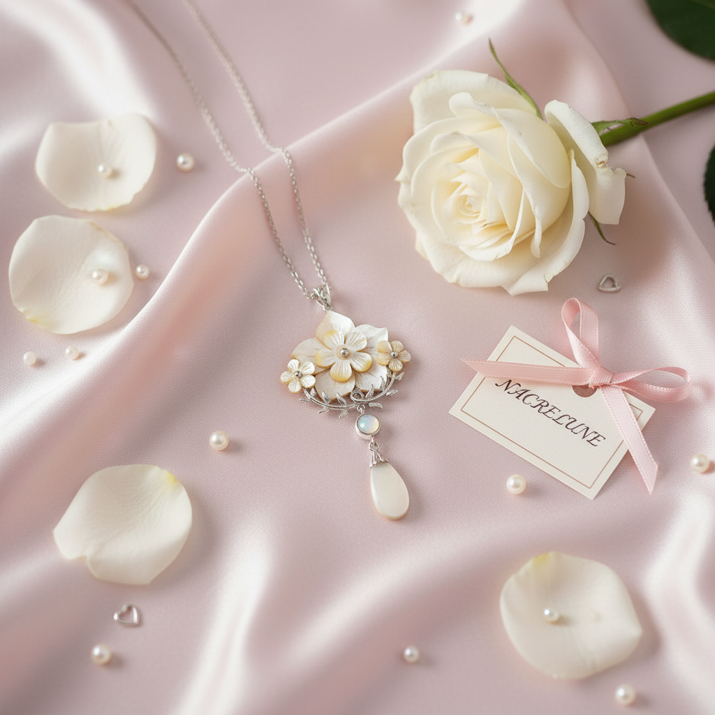 pendentif avec fleurs en nacre nacrelune.com pendentif