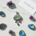 pendentif argent 925 avec labradorite et amethystes nacrelune.com pendentif