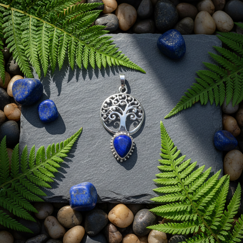 Pendentif Arbre de Vie Laiton avec Pierre Naturelle Lithothérapie nacrelune.com pendentif