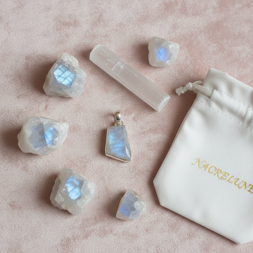 pendentif en argent 925 avec pierre de lune gris bleu nacrelune.com pendentif