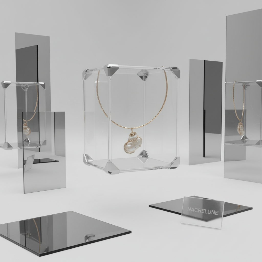 Pendentif en nacre incrusté de strass avec tour du cou semi rigide assorti nacrelune.com pendentif