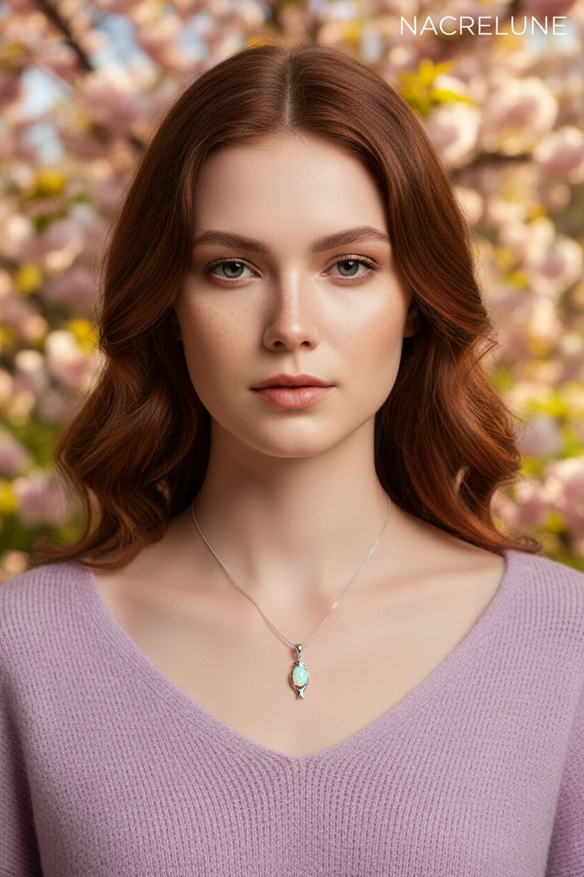 Petit pendentif en argent avec opale de synthèse nacrelune.com pendentif