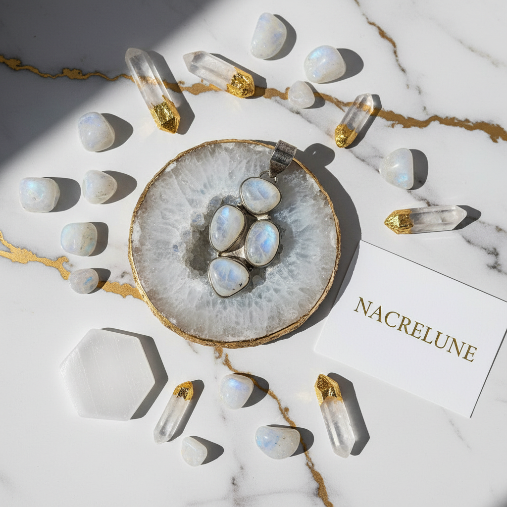 Pendentif en argent 925 avec pierres de lune nacrelune.com pendentif
