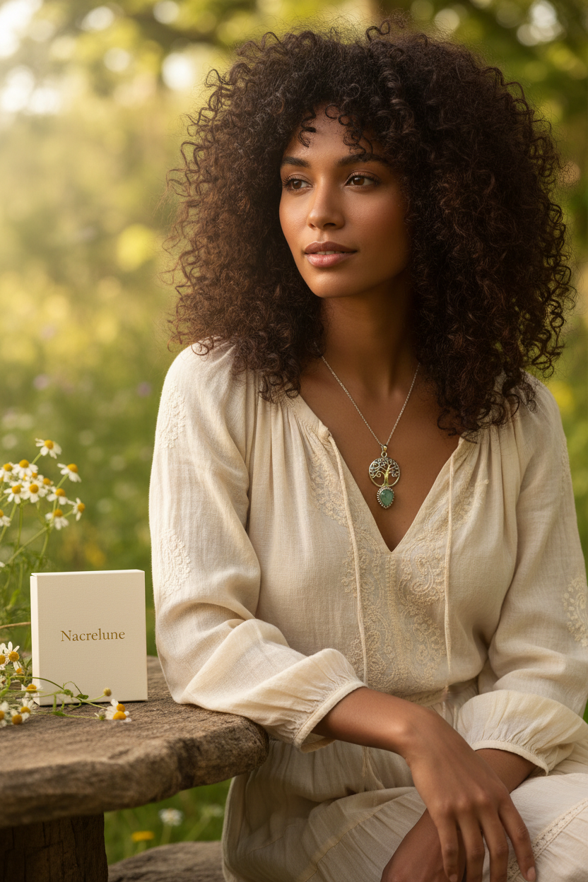 Pendentif Arbre de Vie Laiton avec Pierre Naturelle Lithothérapie nacrelune.com pendentif
