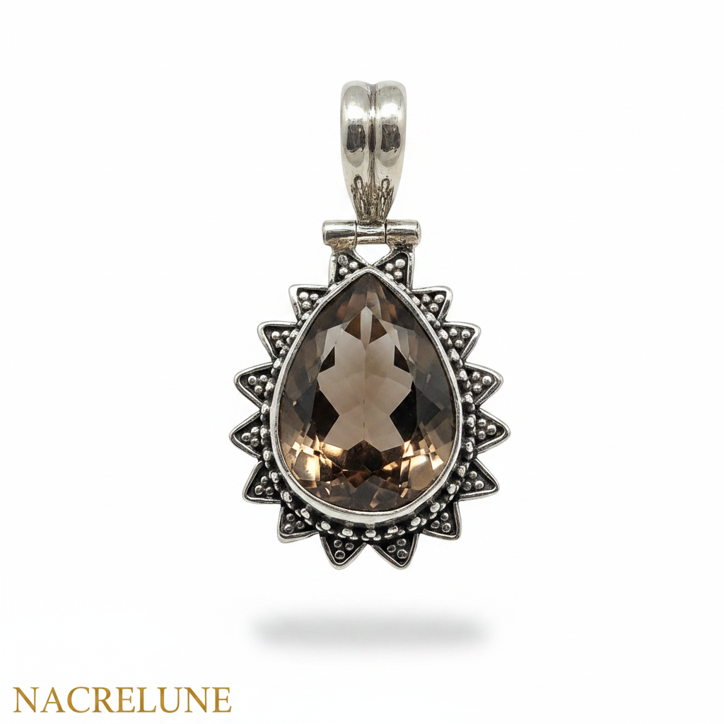 Pendentif en argent avec quartz fumé : choisissez votre modèle Modèle C nacrelune.com pendentif