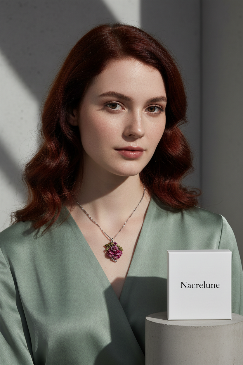 Pendentif en strass en forme de rose : 2 couleurs disponibles nacrelune.com pendentif