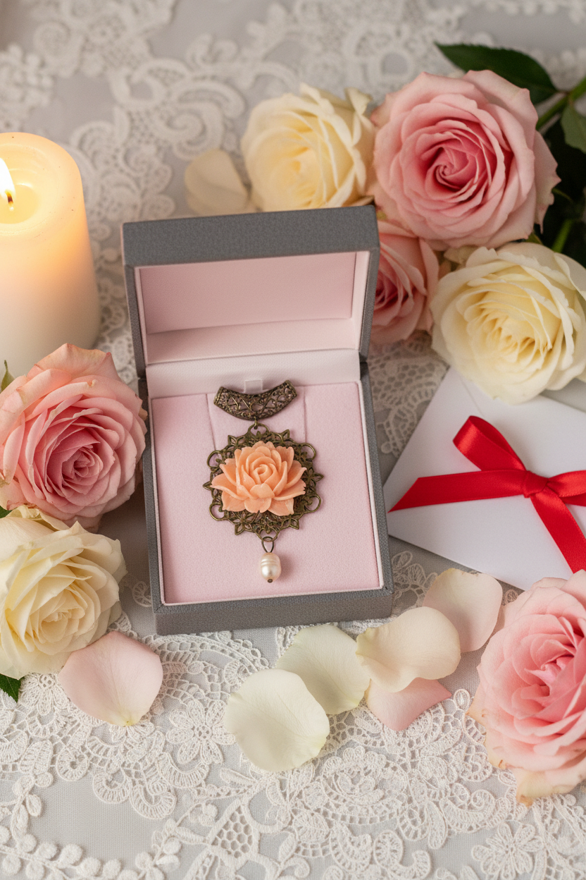 Pendentif en résine en forme de rose nacrelune.com pendentif