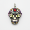 Pendentif mexicain ou gothique tête de mort, choisissez la couleur des yeux Vert nacrelune.com collier