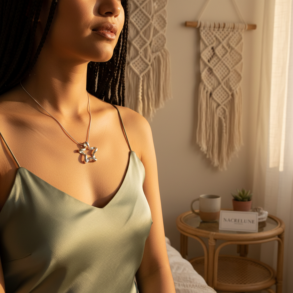 Pendentif etoile en argent véritable NACRELUNE