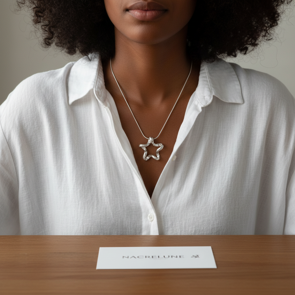 Pendentif etoile en argent véritable NACRELUNE