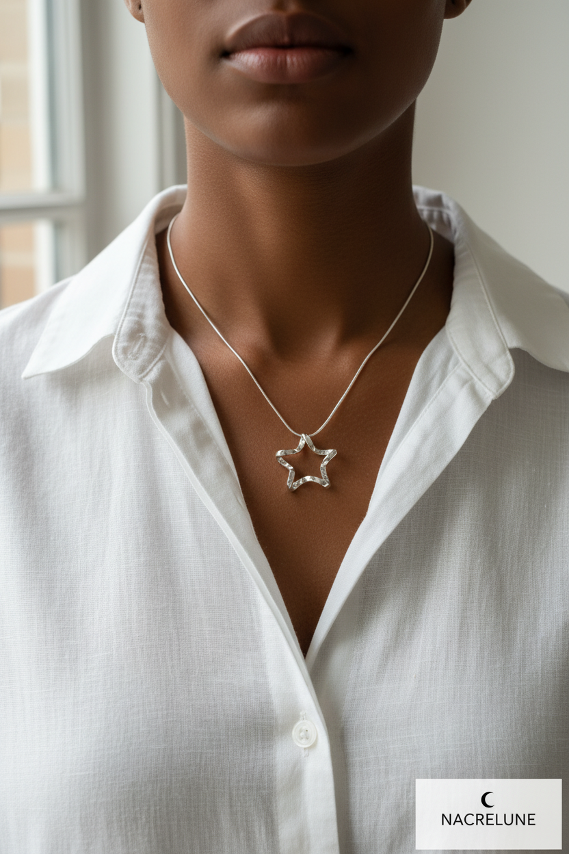 Pendentif etoile en argent véritable NACRELUNE