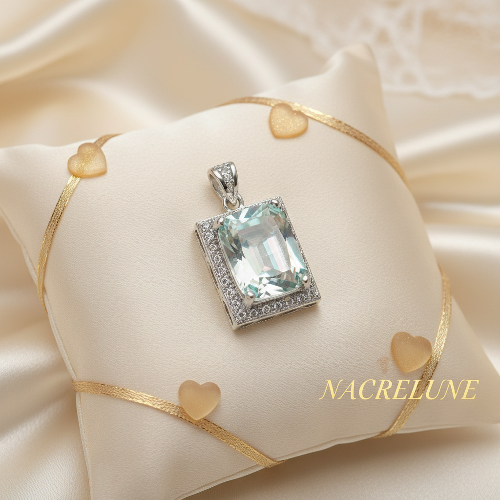 Pendentif en argent 925 avec topaze traitée mystique multicolore nacrelune.com pendentif
