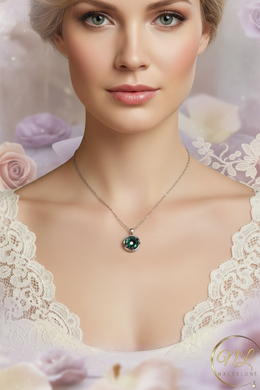 Pendentif en argent avec topaze taillée traitée mystique nacrelune.com pendentif