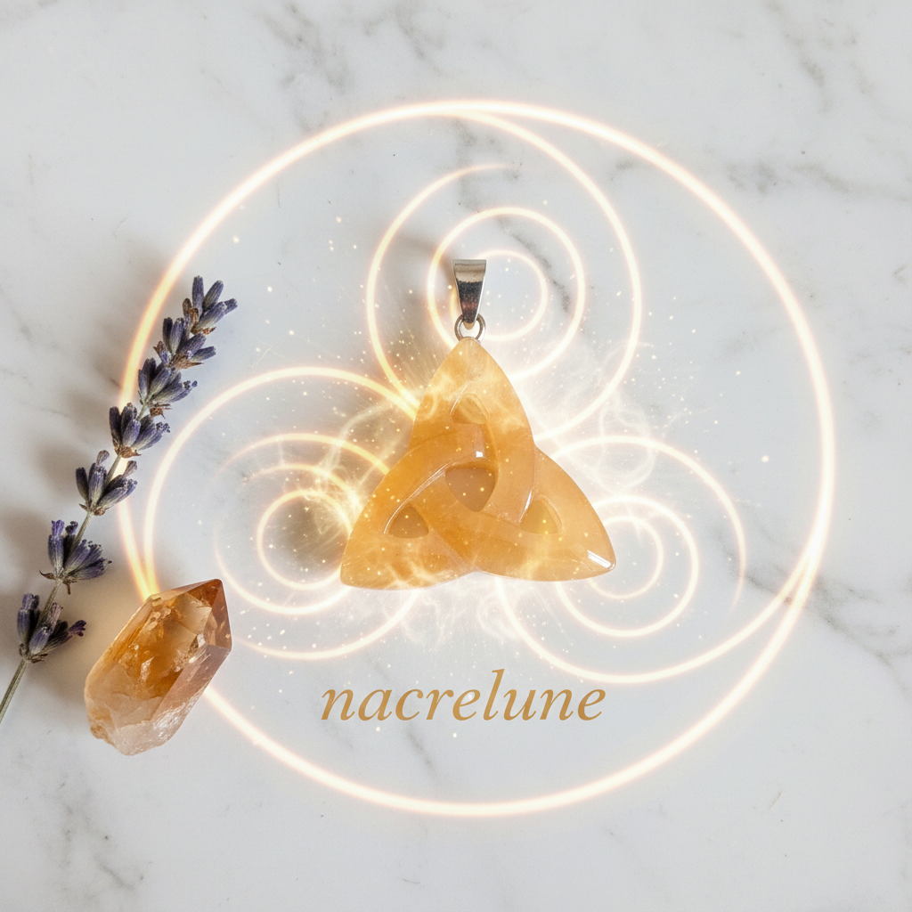Pendentif Triquetra en Pierre Naturelle | Bijou Celtique – Nacrelune Jaune NACRELUNE pendentif
