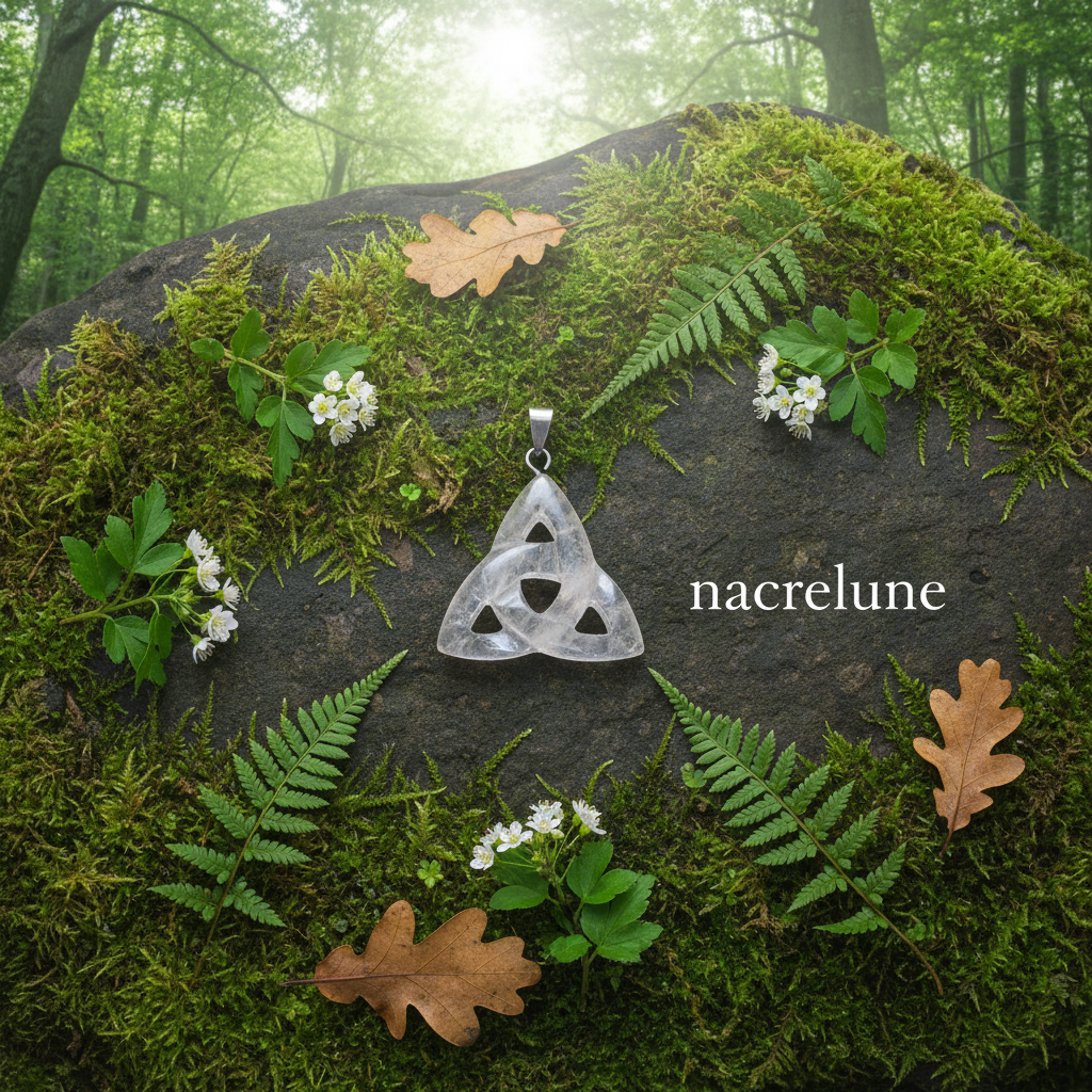 Pendentif Triquetra en Pierre Naturelle | Bijou Celtique – Nacrelune Blanc NACRELUNE pendentif