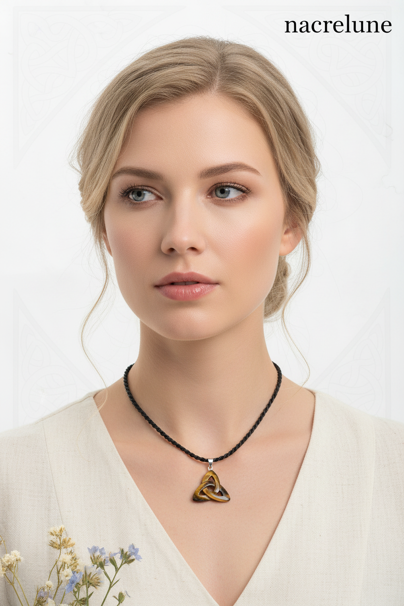 Pendentif Triquetra en Pierre Naturelle | Bijou Celtique – Nacrelune NACRELUNE pendentif