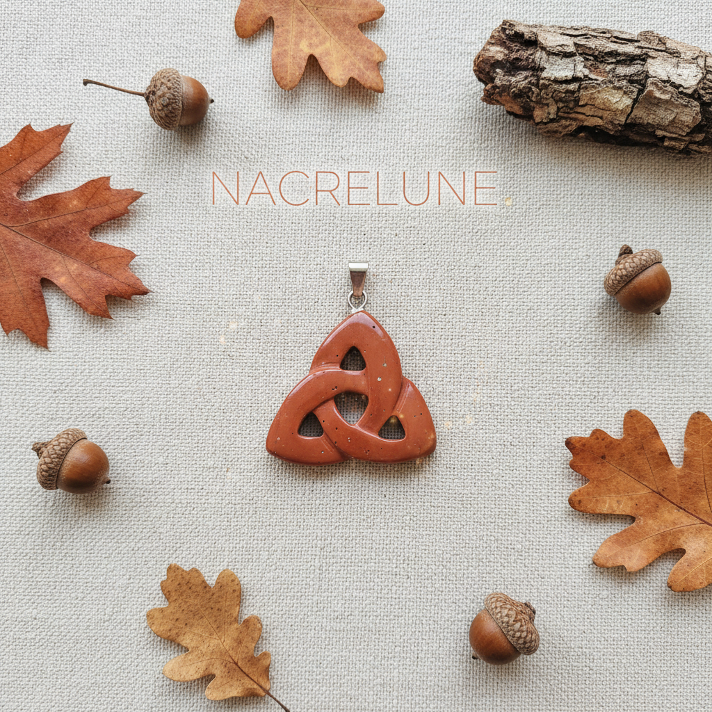 Pendentif Triquetra en Pierre Naturelle | Bijou Celtique – Nacrelune Orange NACRELUNE pendentif
