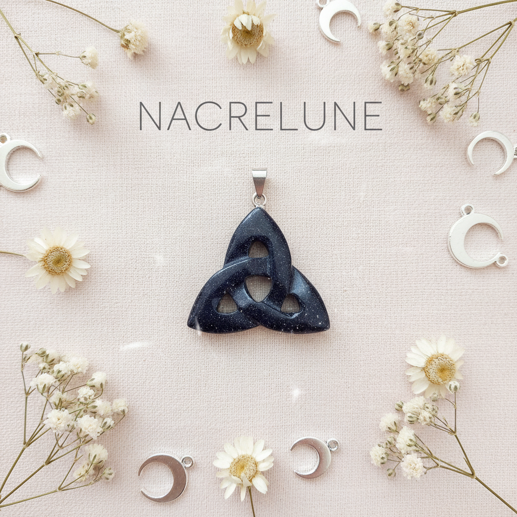 Pendentif Triquetra en Pierre Naturelle | Bijou Celtique – Nacrelune Marine NACRELUNE pendentif
