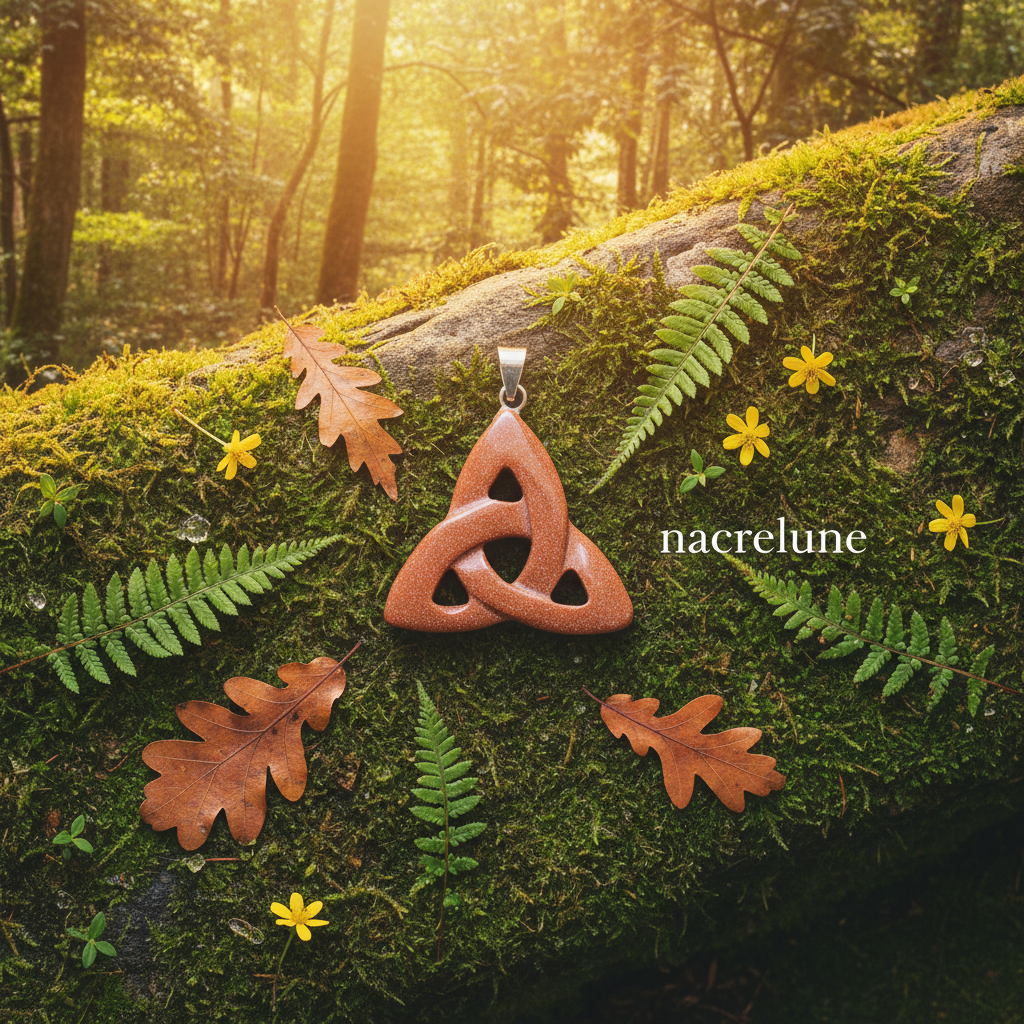 Pendentif Triquetra en Pierre Naturelle | Bijou Celtique – Nacrelune Orange saumoné NACRELUNE pendentif