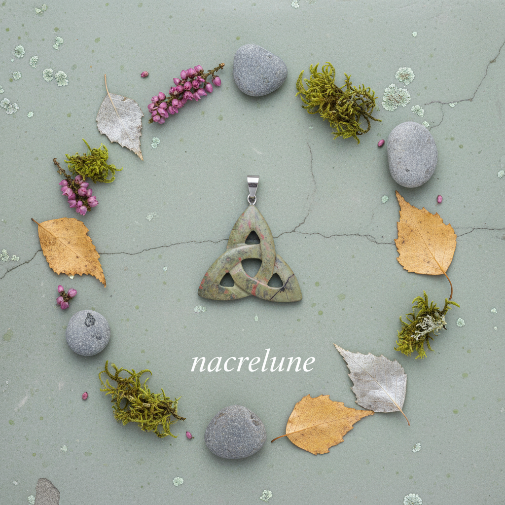 Pendentif Triquetra en Pierre Naturelle | Bijou Celtique – Nacrelune Vert NACRELUNE pendentif