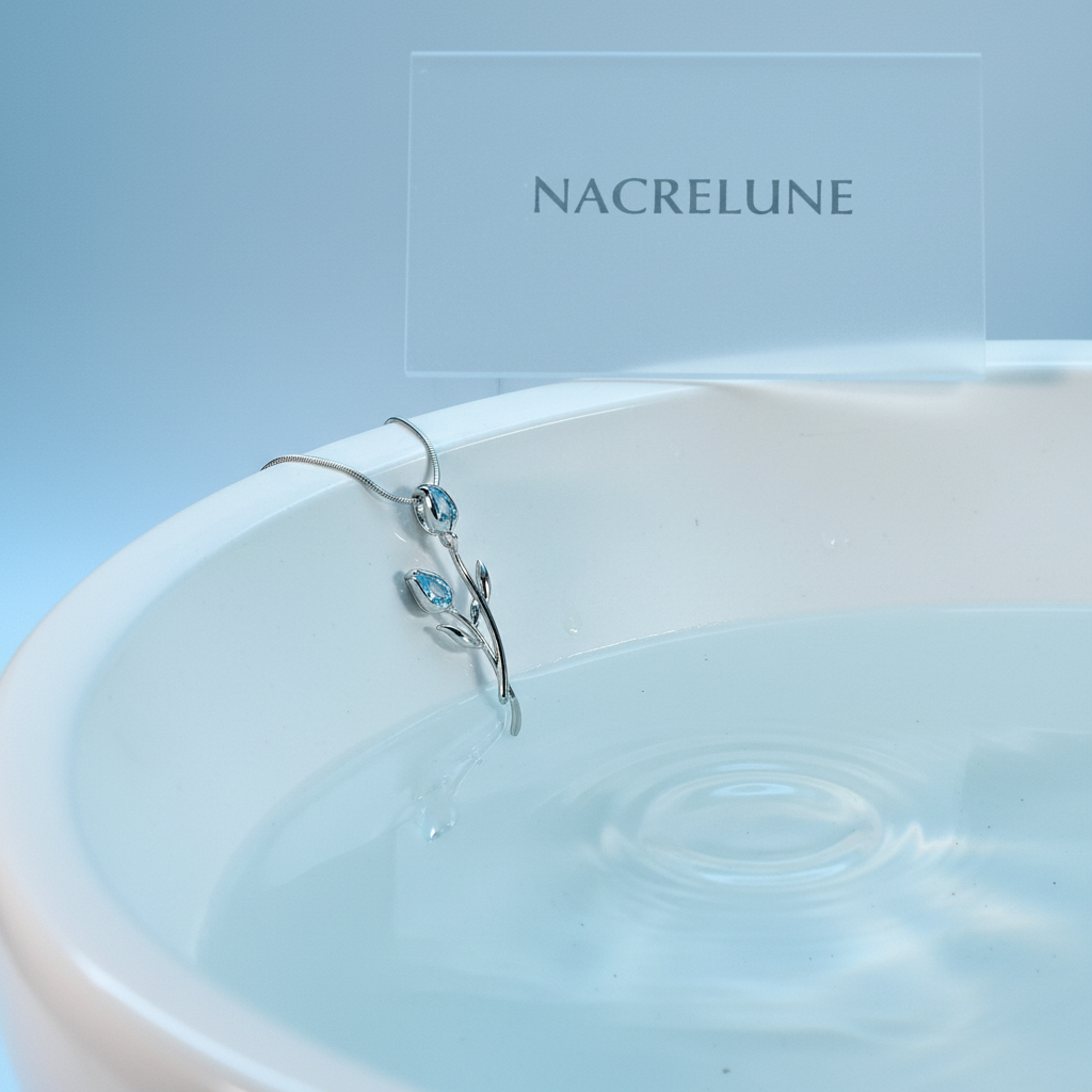 Pendentif en forme de tulipe en argent véritable et sa chaîne NACRELUNE