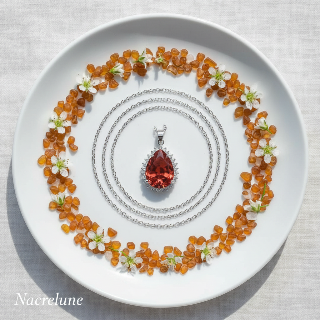 Pendentif en zirconia imitation topaze orange nacrelune.com pendentif