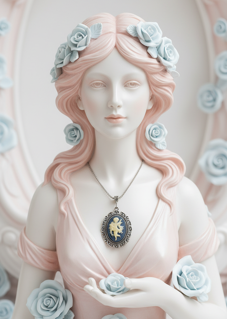 Grand Pendentif Camée Ange en Résine — 2 Couleurs | NACRELUNE NACRELUNE pendentif