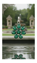 pendentif argent 925 avec émeraudes facettées