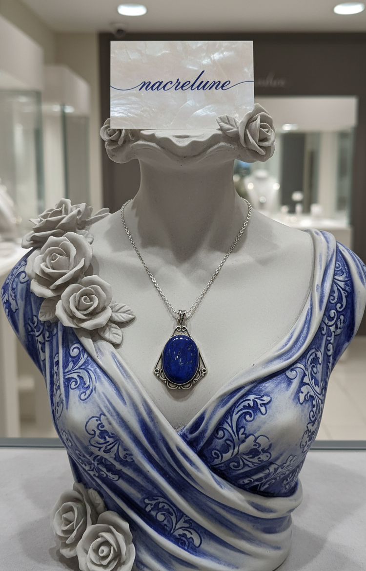 Pendentif en Argent 925 avec Lapis Lazuli Poli | NACRELUNE NACRELUNE pendentif