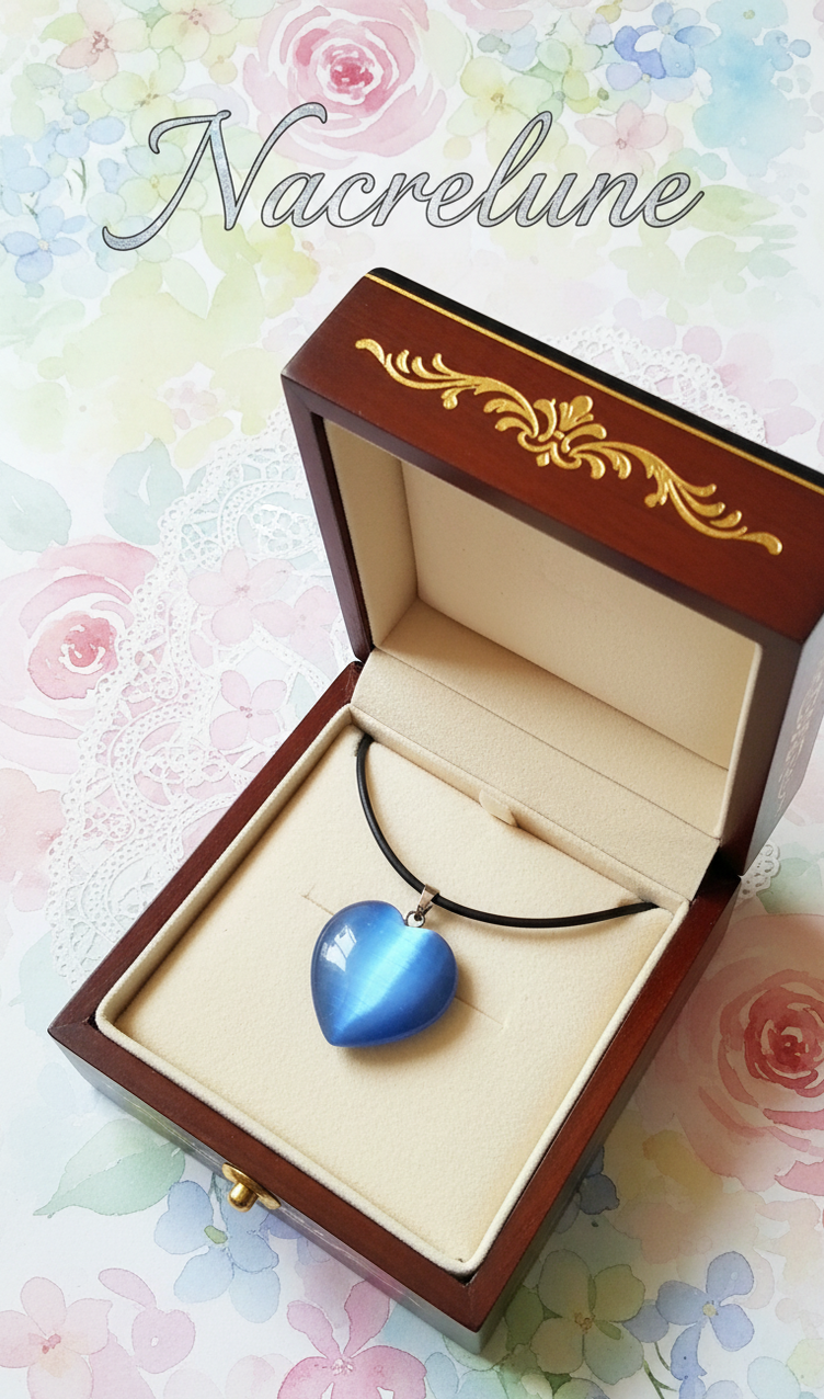 Pendentif cœur œil de chat – 6 couleurs au choix-NACRELUNE NACRELUNE pendentif