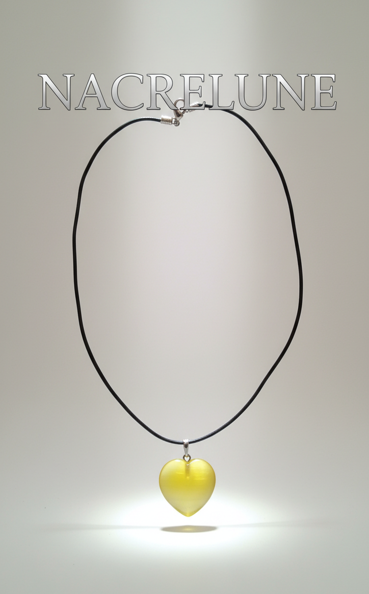 Pendentif cœur œil de chat – 6 couleurs au choix-NACRELUNE Jaune NACRELUNE pendentif