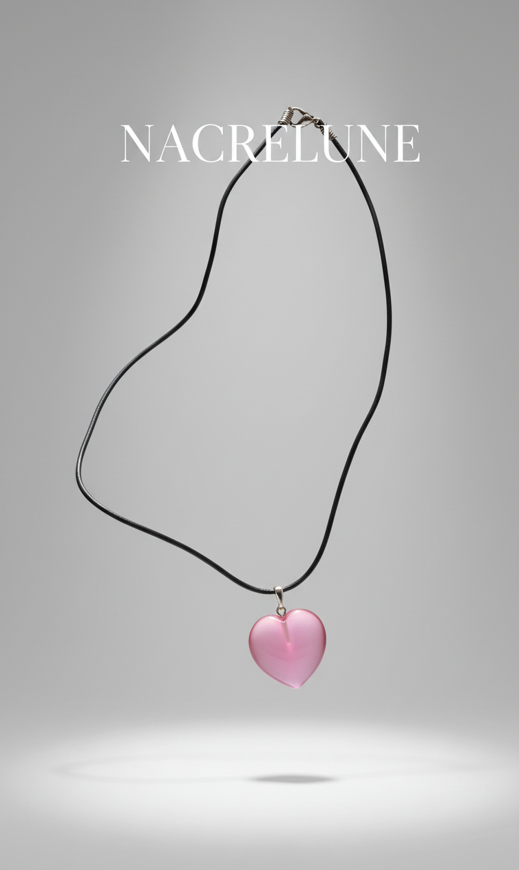 Pendentif cœur œil de chat – 6 couleurs au choix-NACRELUNE Rose NACRELUNE pendentif