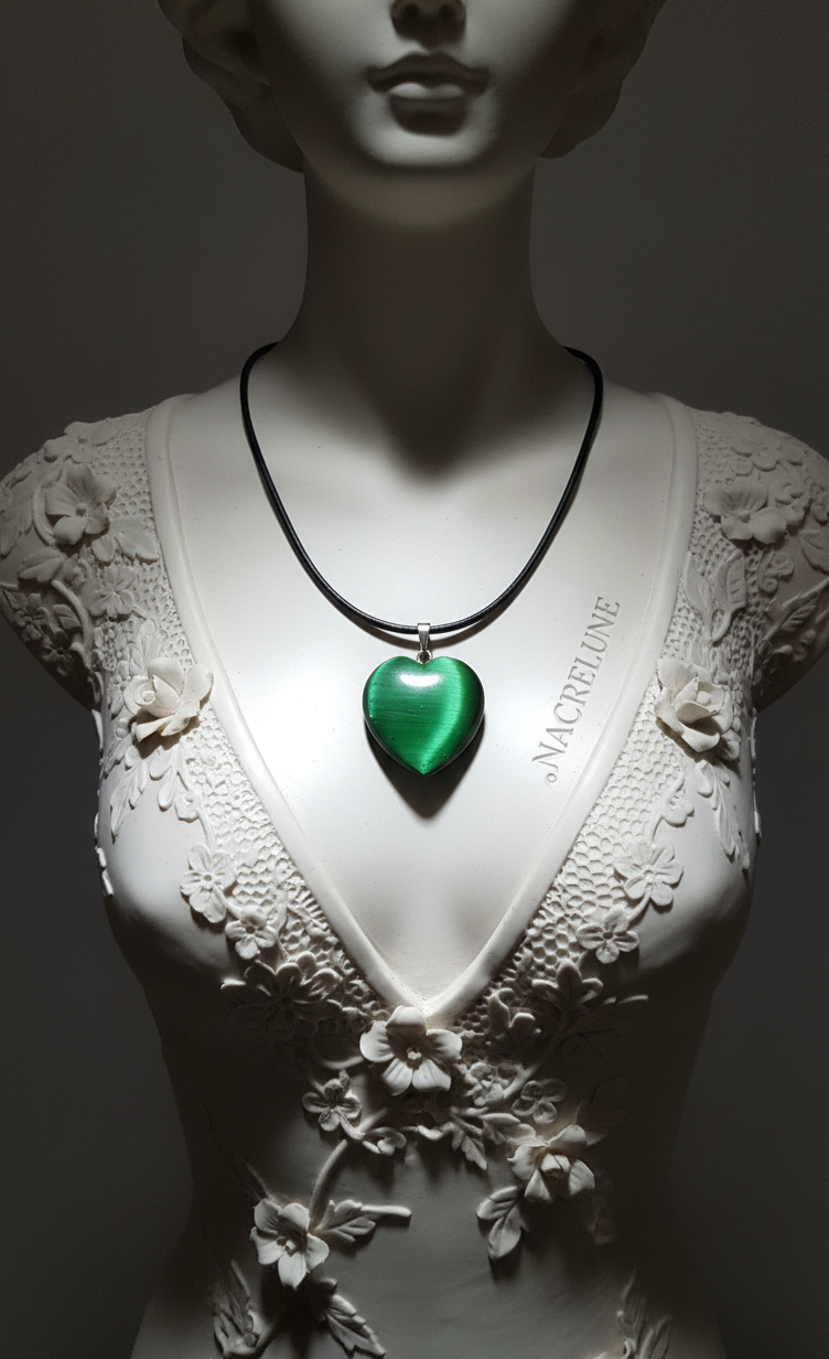 Pendentif cœur œil de chat – 6 couleurs au choix-NACRELUNE NACRELUNE pendentif