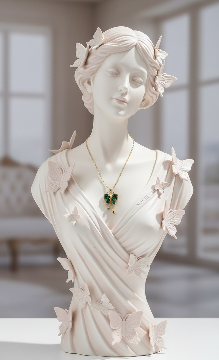 Pendentif en Zirconia Imitation Émeraude en Forme de Papillon | NACRELUNE NACRELUNE pendentif