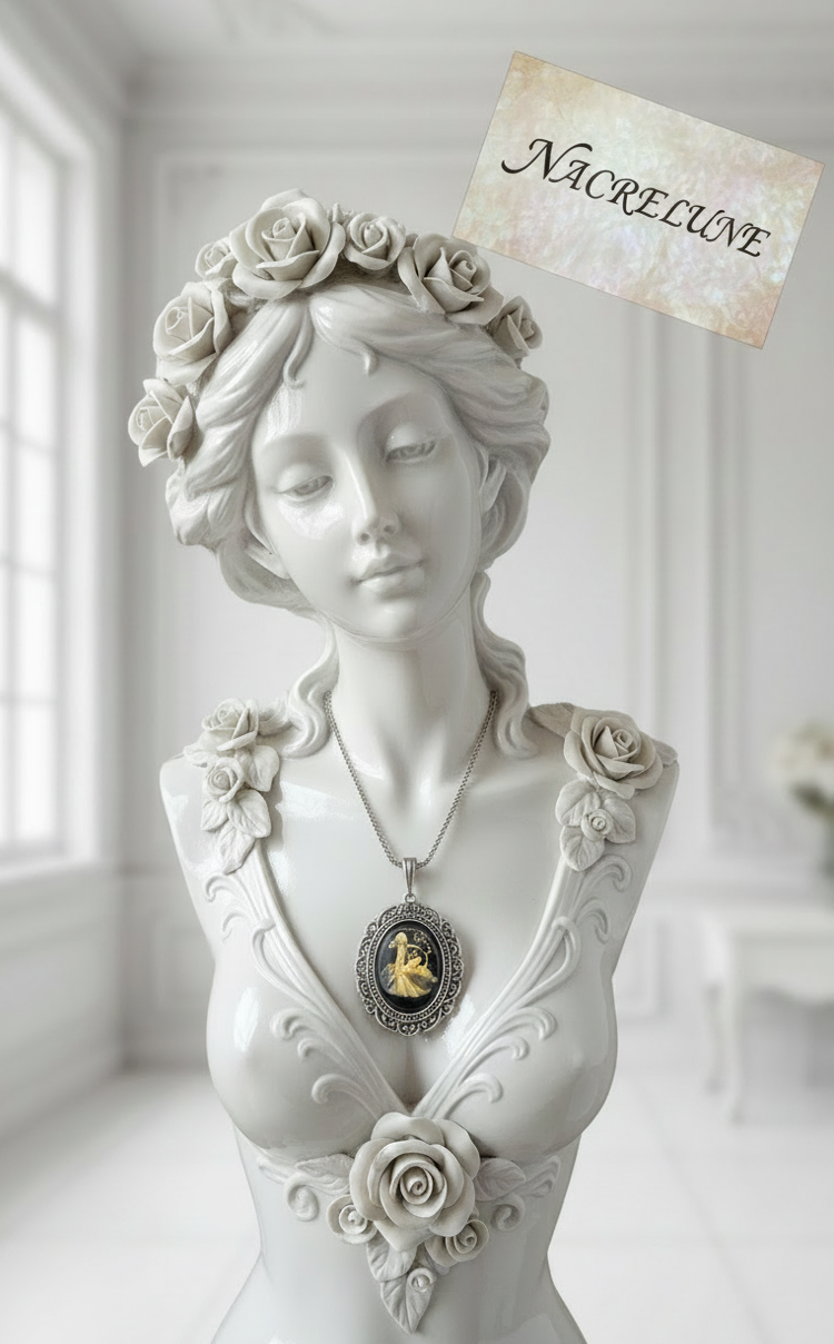 Grand Pendentif Camée Déesse Diane & Biche en Résine — 4 Couleurs | NACRELUNE NACRELUNE pendentif