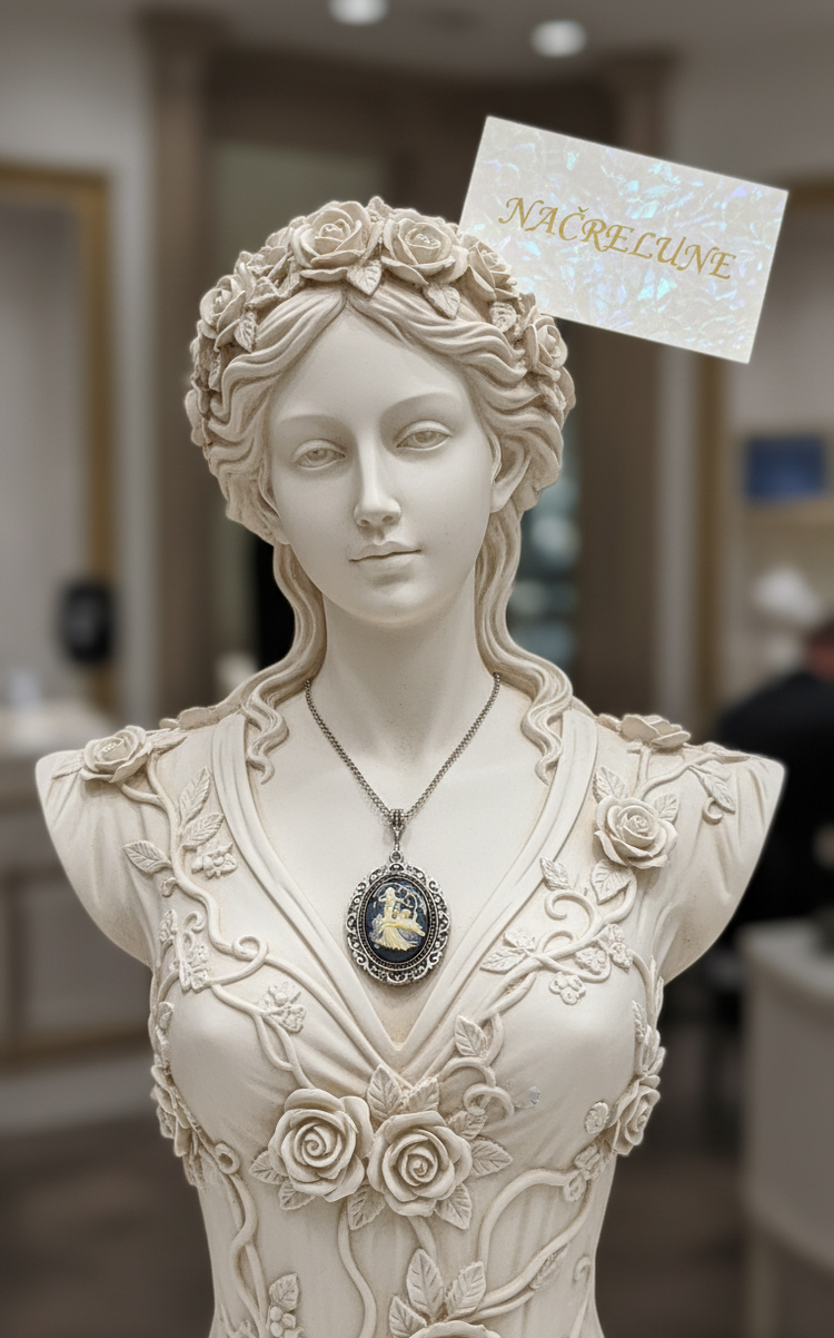 Grand Pendentif Camée Déesse Diane & Biche en Résine — 4 Couleurs | NACRELUNE NACRELUNE pendentif