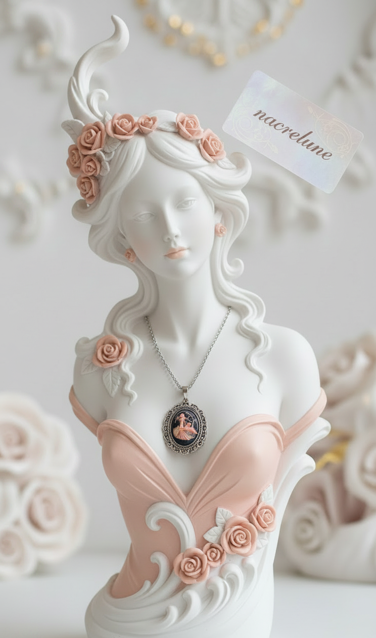 Grand Pendentif Camée Déesse Diane & Biche en Résine — 4 Couleurs | NACRELUNE NACRELUNE pendentif