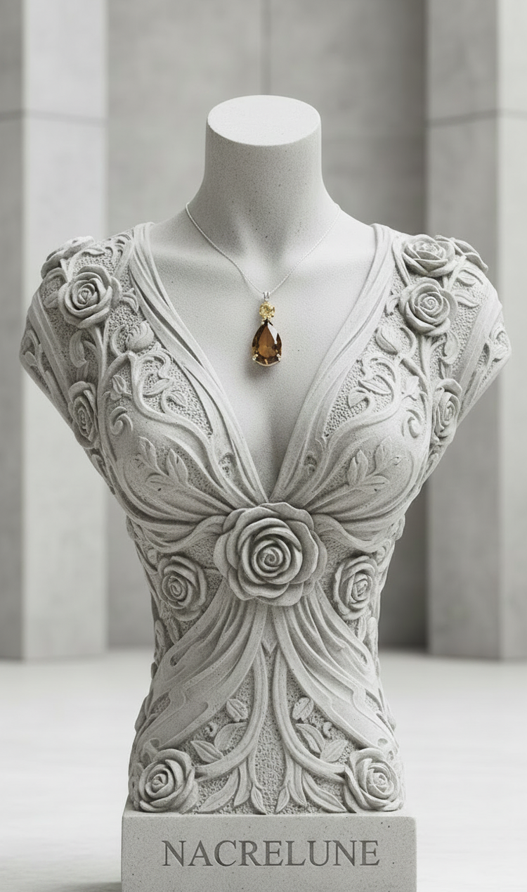 Pendentif en Argent 925 avec Citrine et Quartz Fumé Taillés | NACRELUNE NACRELUNE pendentif