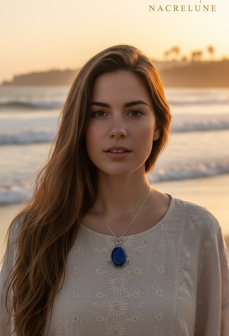 pendentif argent 925 avec lapis lazuli poli
