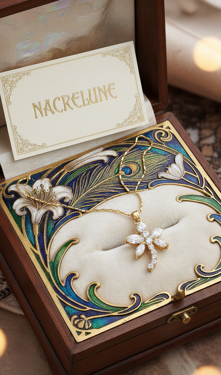 Pendentif en Zirconia Imitation Diamant en Forme de Libellule | NACRELUNE