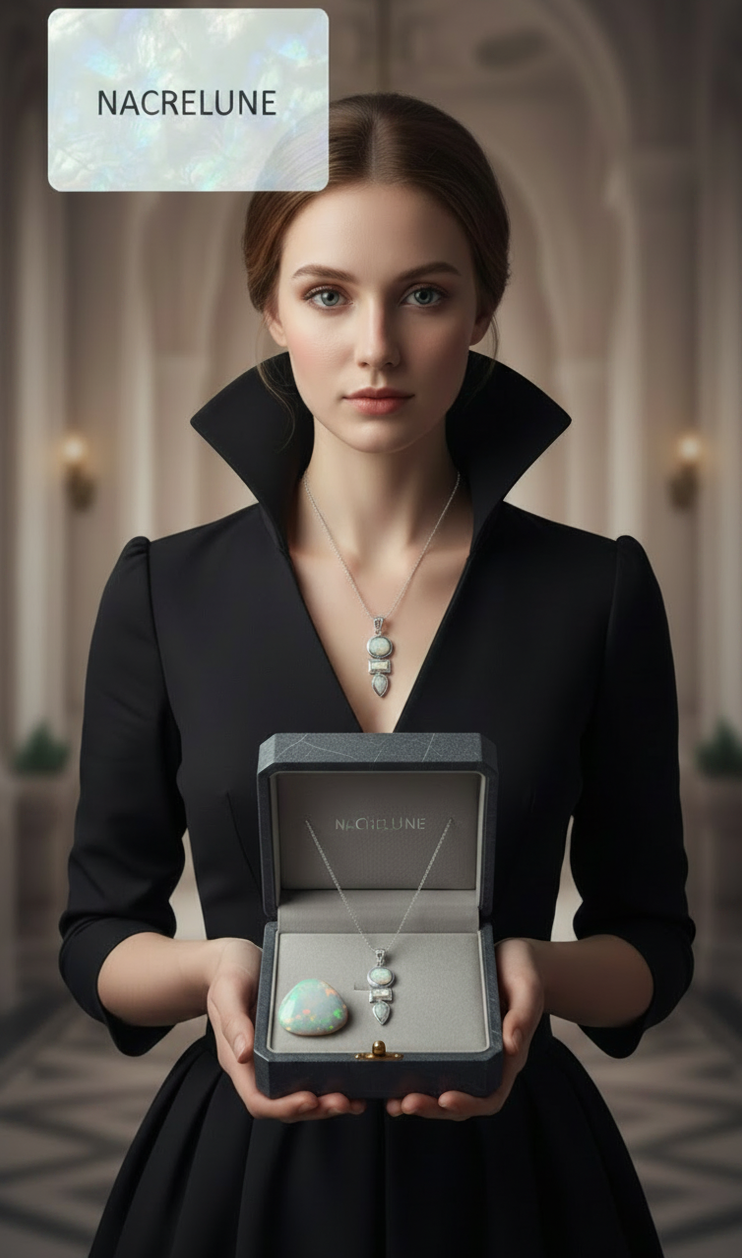 Pendentif en Argent avec Opale de Laboratoire | NACRELUNE NACRELUNE pendentif