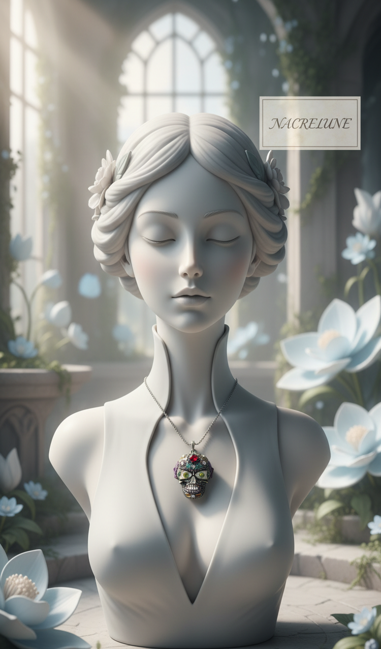 Pendentif Mexicain ou Gothique Tête de Mort — 3 Couleurs d'Yeux | NACRELUNE NACRELUNE pendentif
