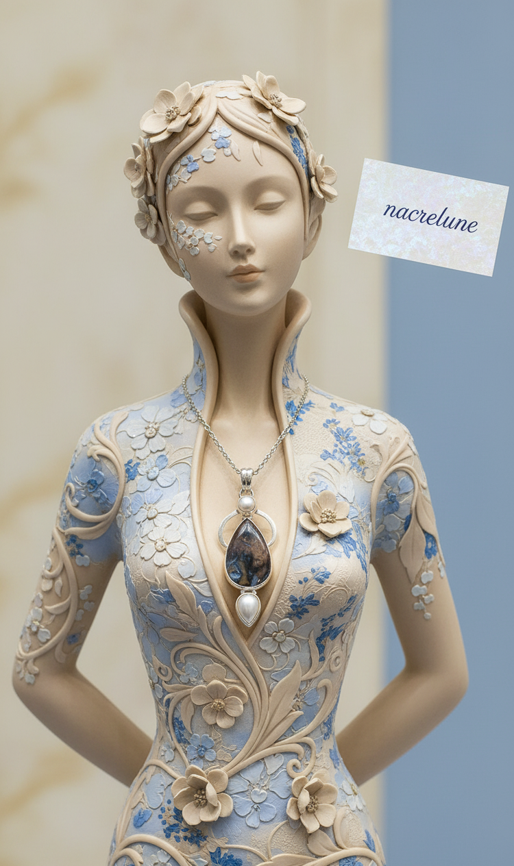 Pendentif Argent Véritable avec Perle Fine & Œil du Tigre Bleu | NACRELUNE NACRELUNE pendentif